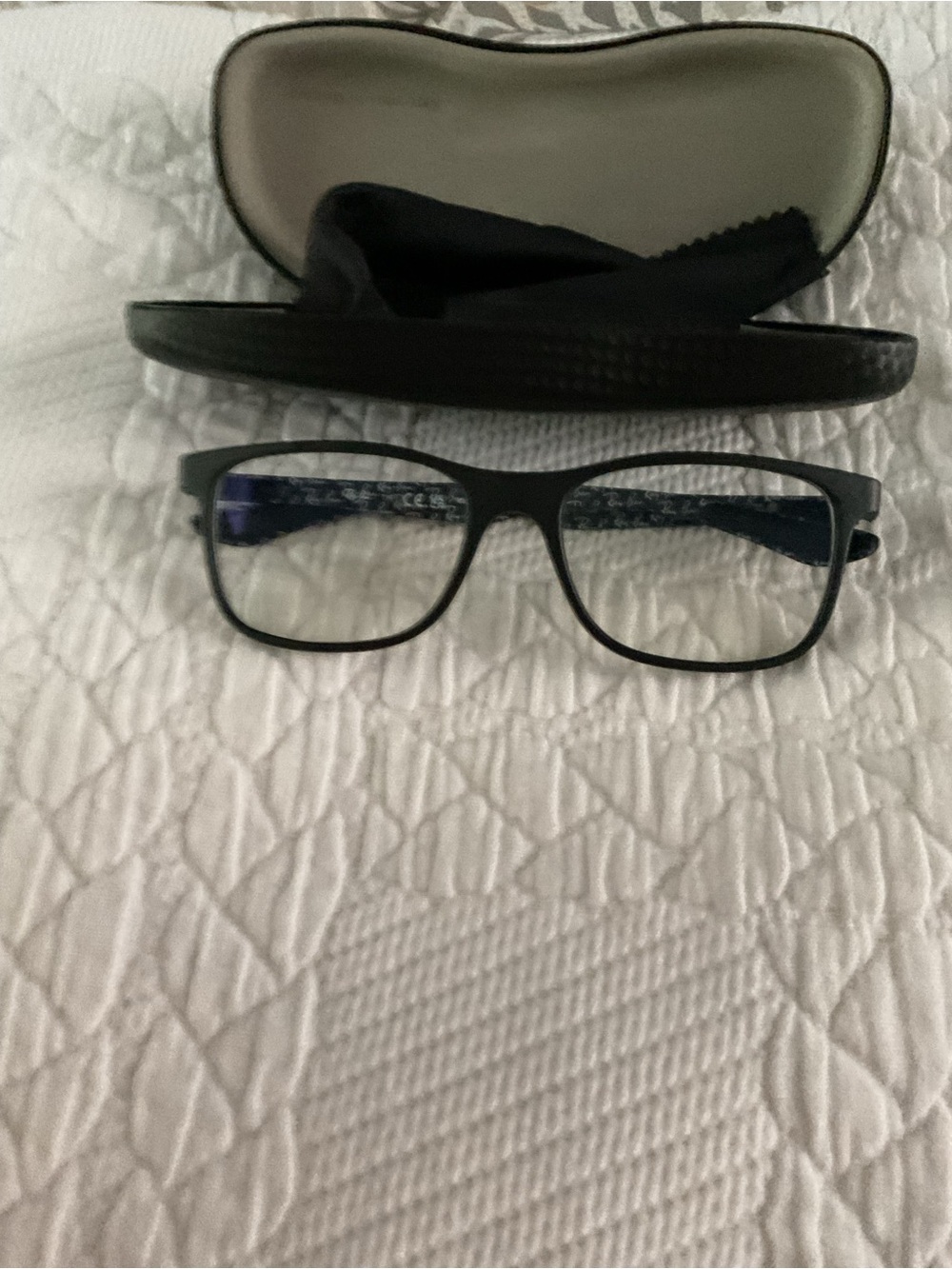 Ray Ban Black Rectangle  Glasses with Case